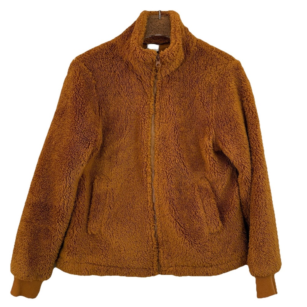 J.CREW Sherpa Camel Funnelneck Zip Jacket Women Small AB440 Teddy - Picture 2 of 14